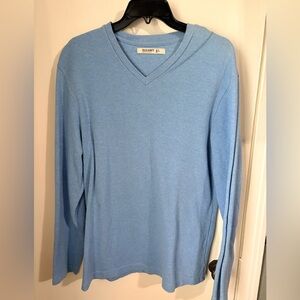 Old Navy Jersey Knit Shirt Mens L Blue V Neck Long Sleeve
